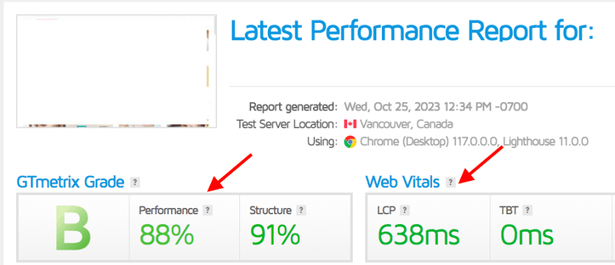 Hostpapa-speed-test-results-on-GTMetrix