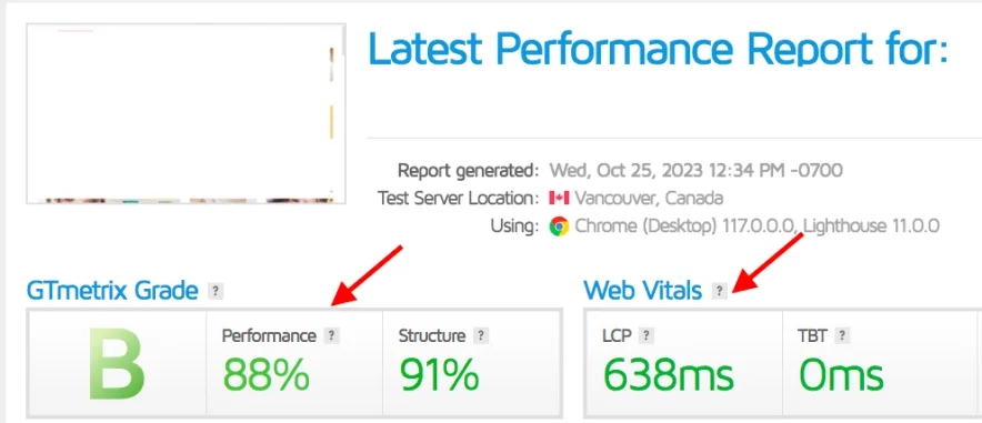 Hostpapa-speed-test-results-on-GTMetrix