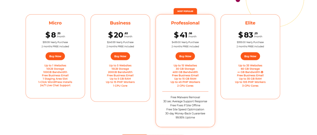 WPX Hosting Pricing Plans